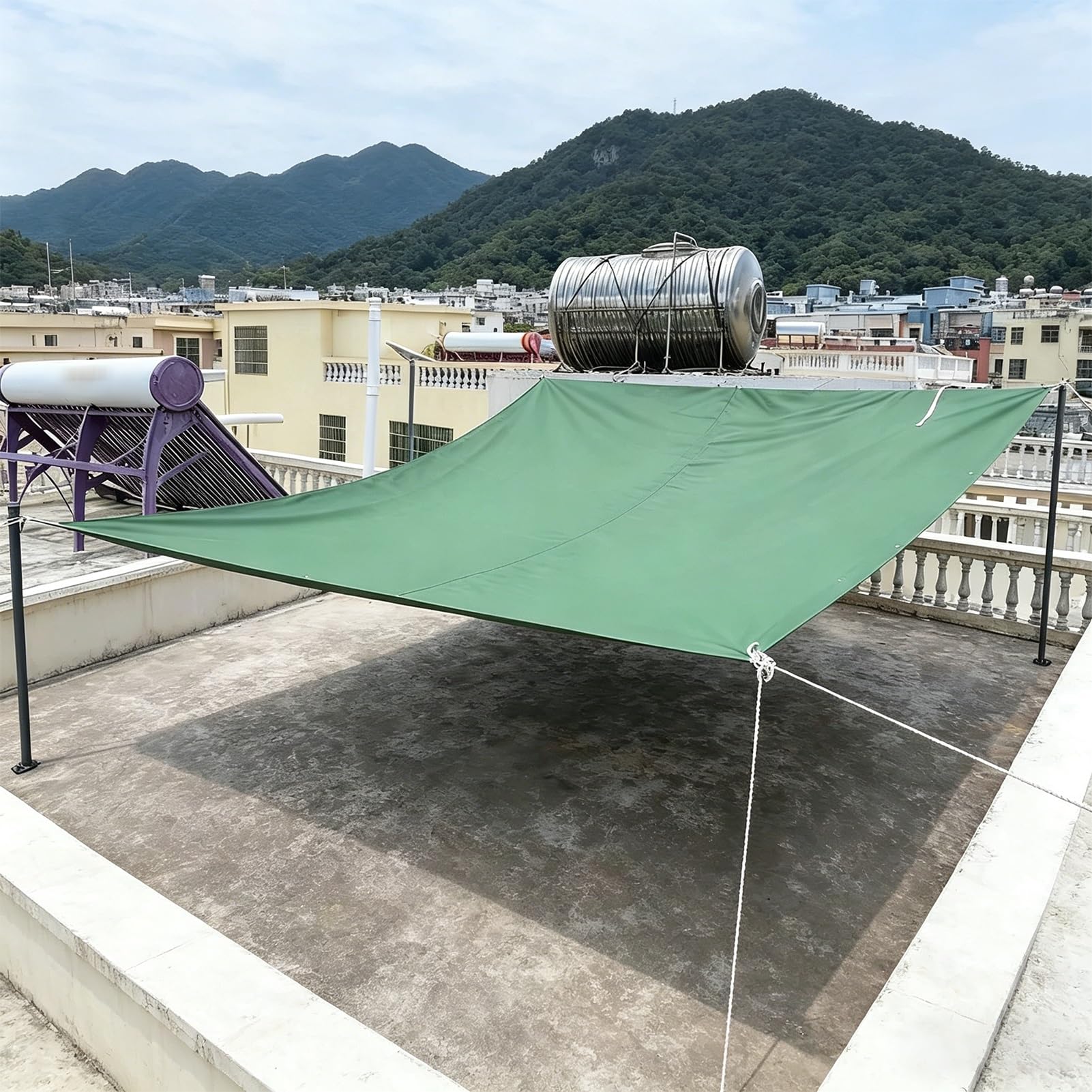 Green Heavy Duty Canvas Tarp, Waterproof Tarpaulin with Rustproof Grommets for Long Term Outdoor Use, Patio Cover, Boat Storage – Multiple Sizes(1.5x1.8m(4.9ftx5.9ft))
