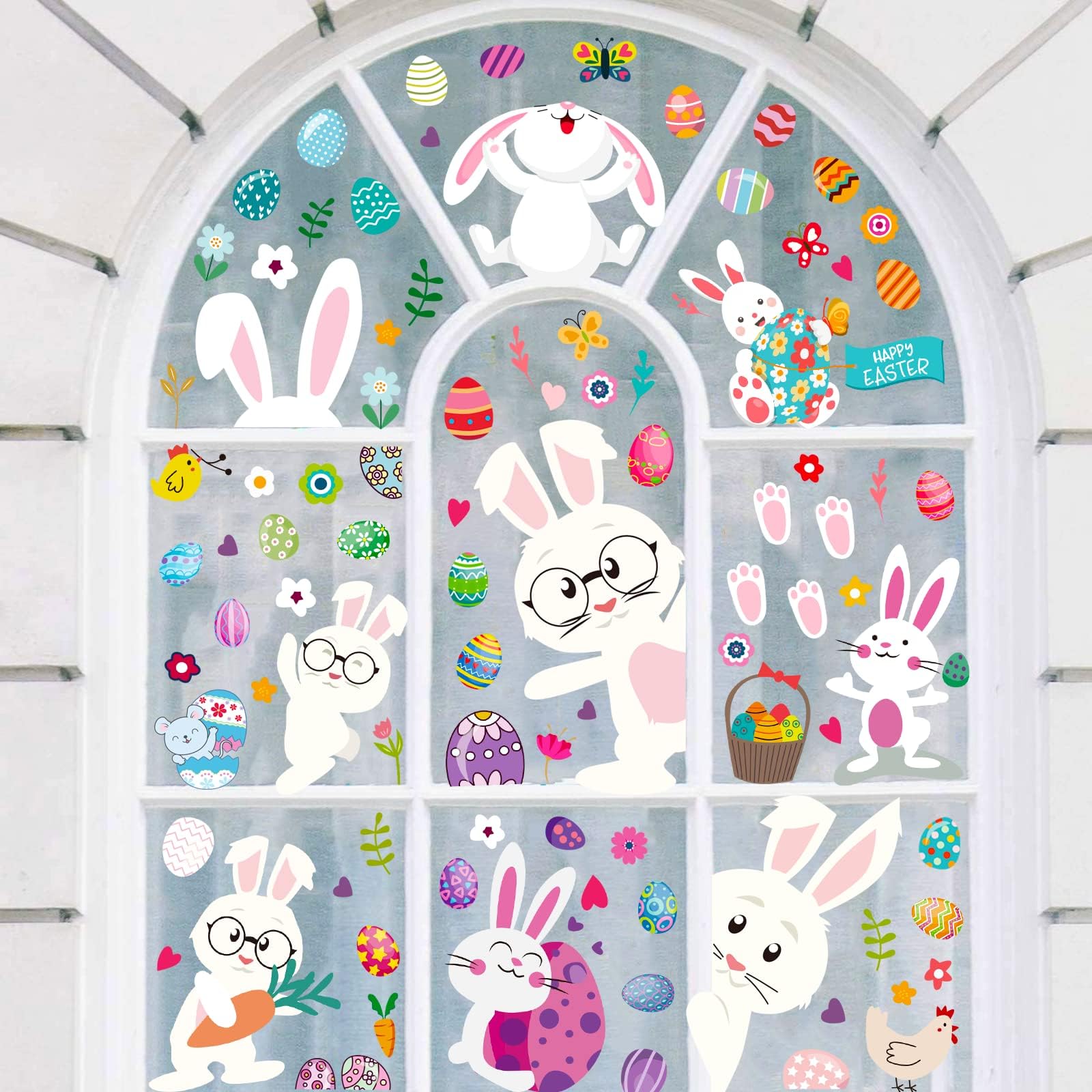 Amazon.com: 9 Sheets Easter Window Cling Stickers Easter Decorations ...