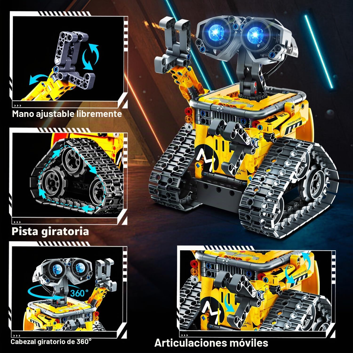 Plaxsoon - Robot de control remoto 5 en 1, juguete de construcción mecánica, 520 unidades con aplicación, modelo robot tanque coche dinosaurio, RC recargable, regalo cumpleaños niños 6-12 años