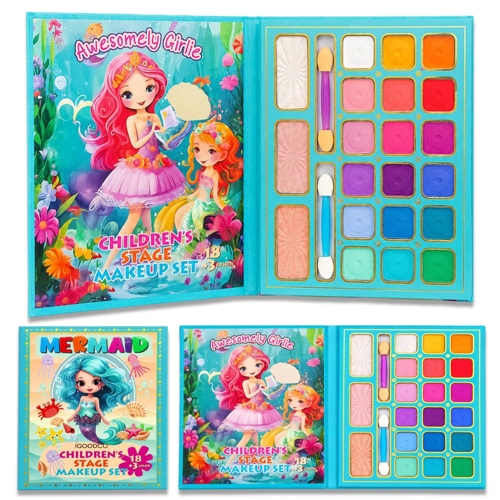 Shaktism 31 Color Multi-functional Book-shaped Makeup Kit, Matte Eyeshadow, Lip Gloss, Highlighter, Blush, Contour Palette for Girls Age 4-12, Non-toxic, Washable with Folding Case-picture-48