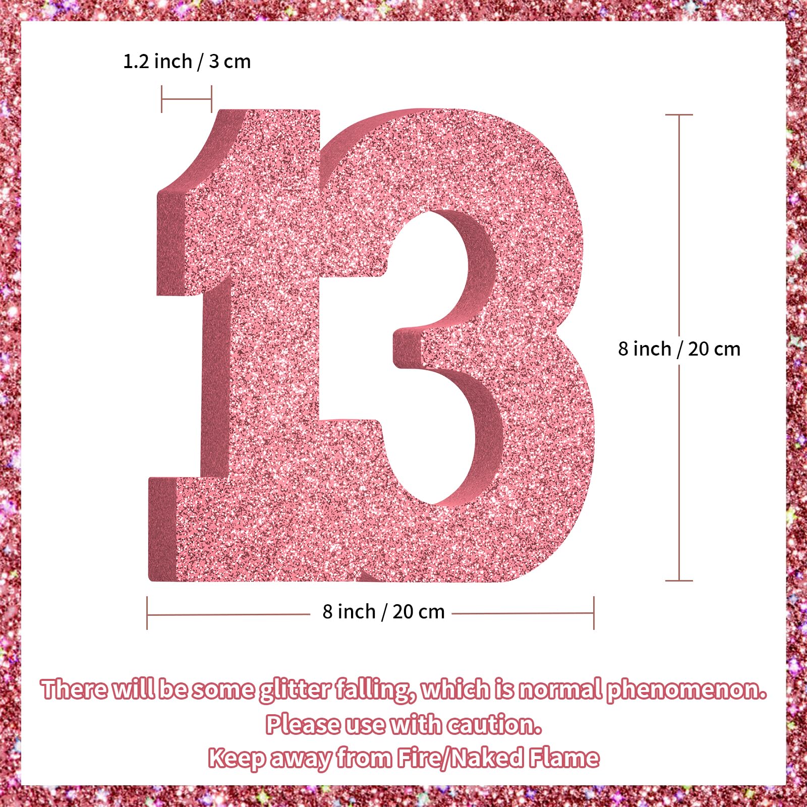13th Birthday Decorations for Girls,13th Anniversary Decorations,Pink Gold Glitter Happy 13th Birthday Party Centerpieces for Table Decorations