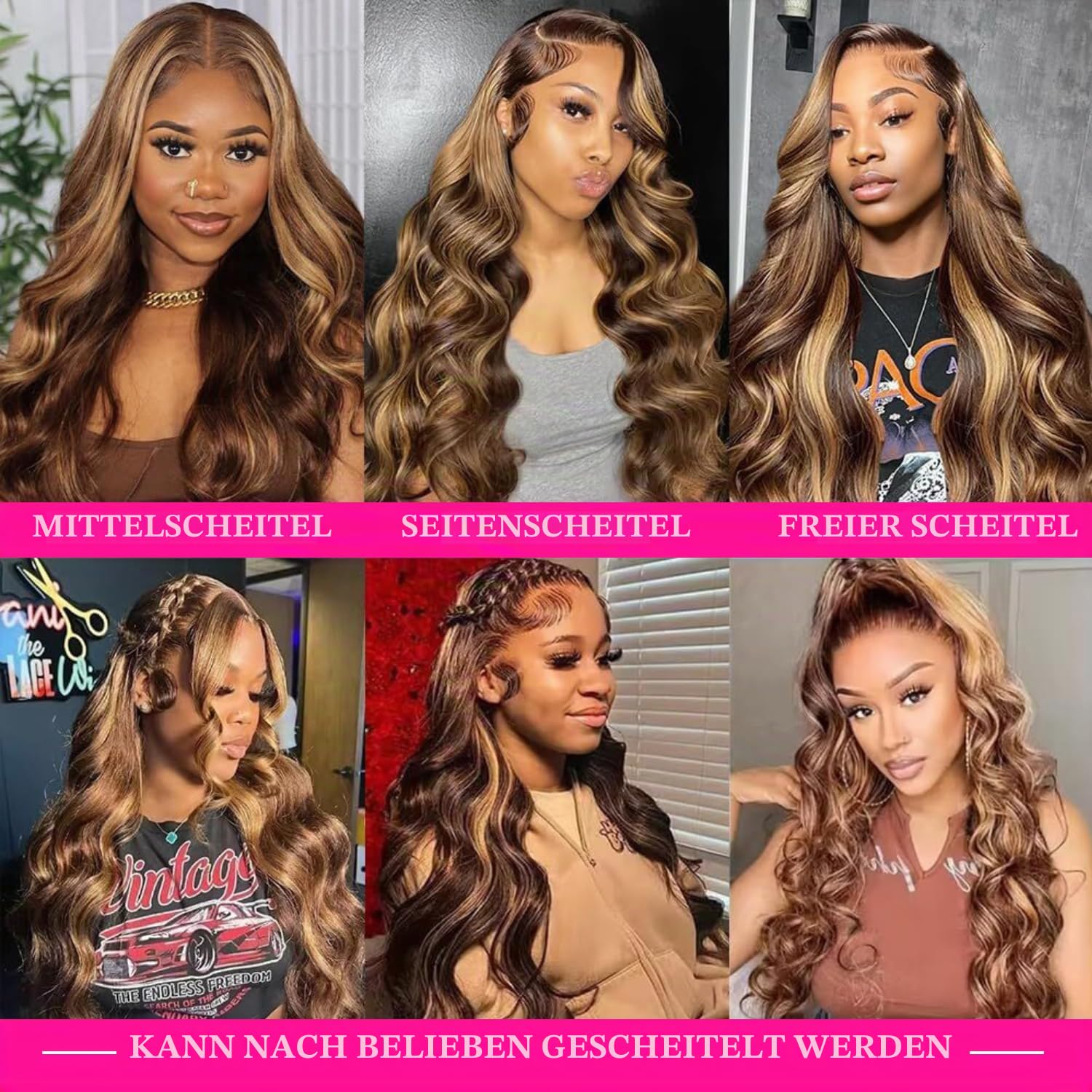 18 Inch(46cm) Ombre Highlight Perücke Damen Natürliche brasilianische Body Wave Echthaarperücke, 13x4 HD Lace Front Perücke Echthaar, P4/27 Ombre Glueless Echthaarperücke