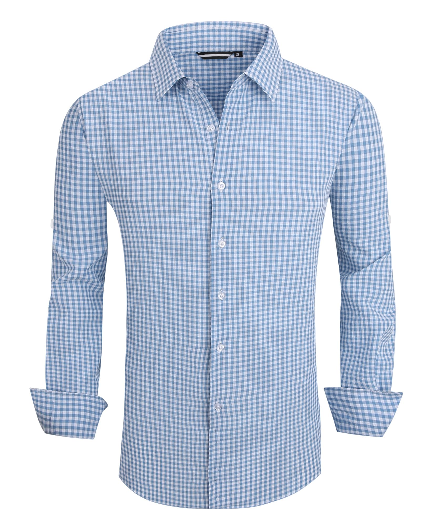 Alex Vando Mens Seersucker Dress Shirts Striped Business Casual Cotton Shirts for Men