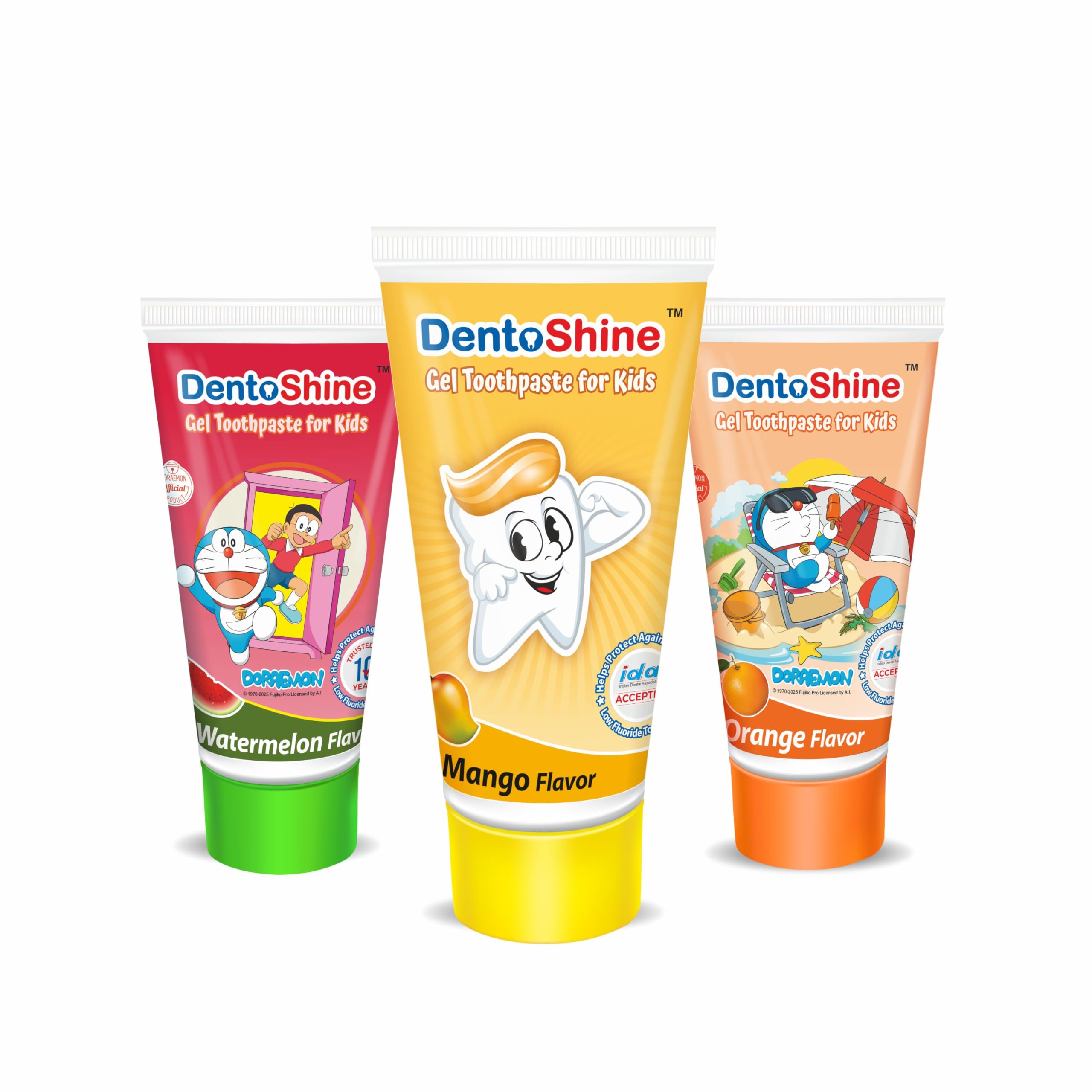 DentoShine Gel Toothpaste for Kids | Pack of 3 Flavors (Orange, Mango & Watermelon, 80g each)-image-41