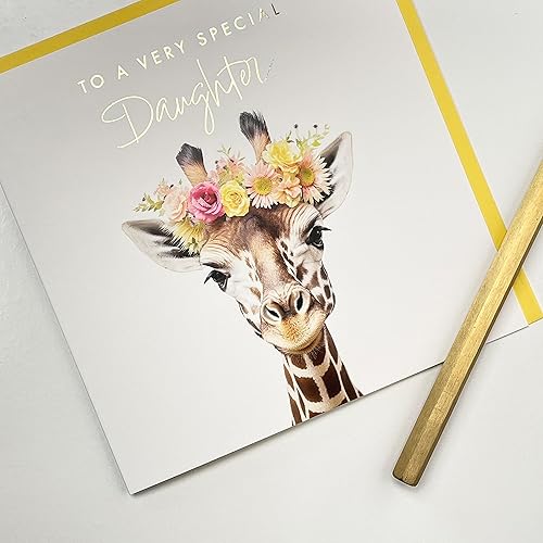 Miniatura 4 de Old English Co. - Tarjeta de felicitación para hija muy especial, diseño floral de jirafa, bonita tarjeta de cumpleaños para ella, lindas tarjetas