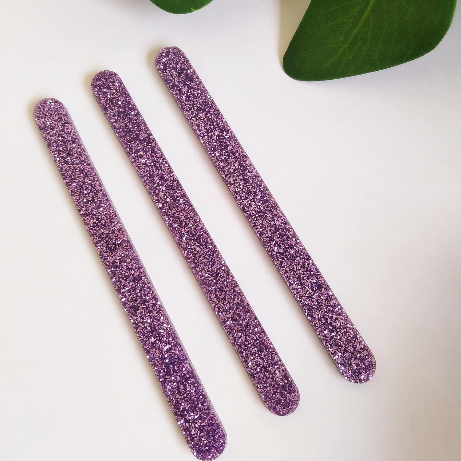 20pcs of Reusable Acrylic Sticks for Ice Cream,Popsicle,Kids Projects,Classrooms,Home,Party and More (Purple Glitter, 4.72’’ Long)