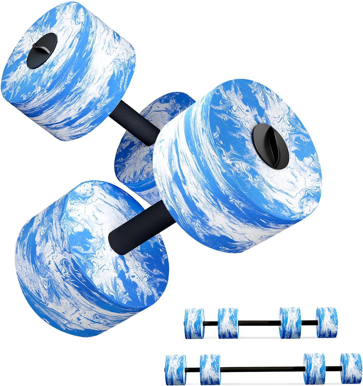 HAPBEAR Water Weights Pool Exercise Dumbbells, Three-in-one Aquatic Exercise Dumbbells, High-Density EVA-Foam Pool Fitness for Water Aerobics Weight Loss, Aquatic Dumbells Set of 2