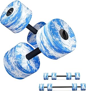 HAPBEAR Aqua Dumbbells Water Weights for Pool Workouts – 3 in 1 Fitness Barbell Set, High Density EVA Foam Resistance Equi…