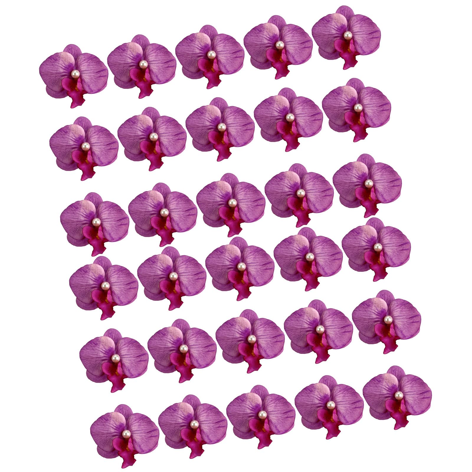 Whoasyst Phalaenopsis Hair Clips 30Pcs Artificial Fabric Flower Decoration with Duckbill Clips for Home Party Decoration Headpieces Bridal