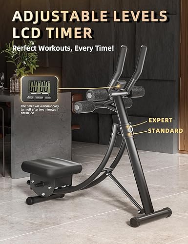 Miniatura 6 de Equipo de entrenamiento abdominal, máquina de abdominales para gimnasio en casa con altura ajustable, máquina de abdominales plegable para