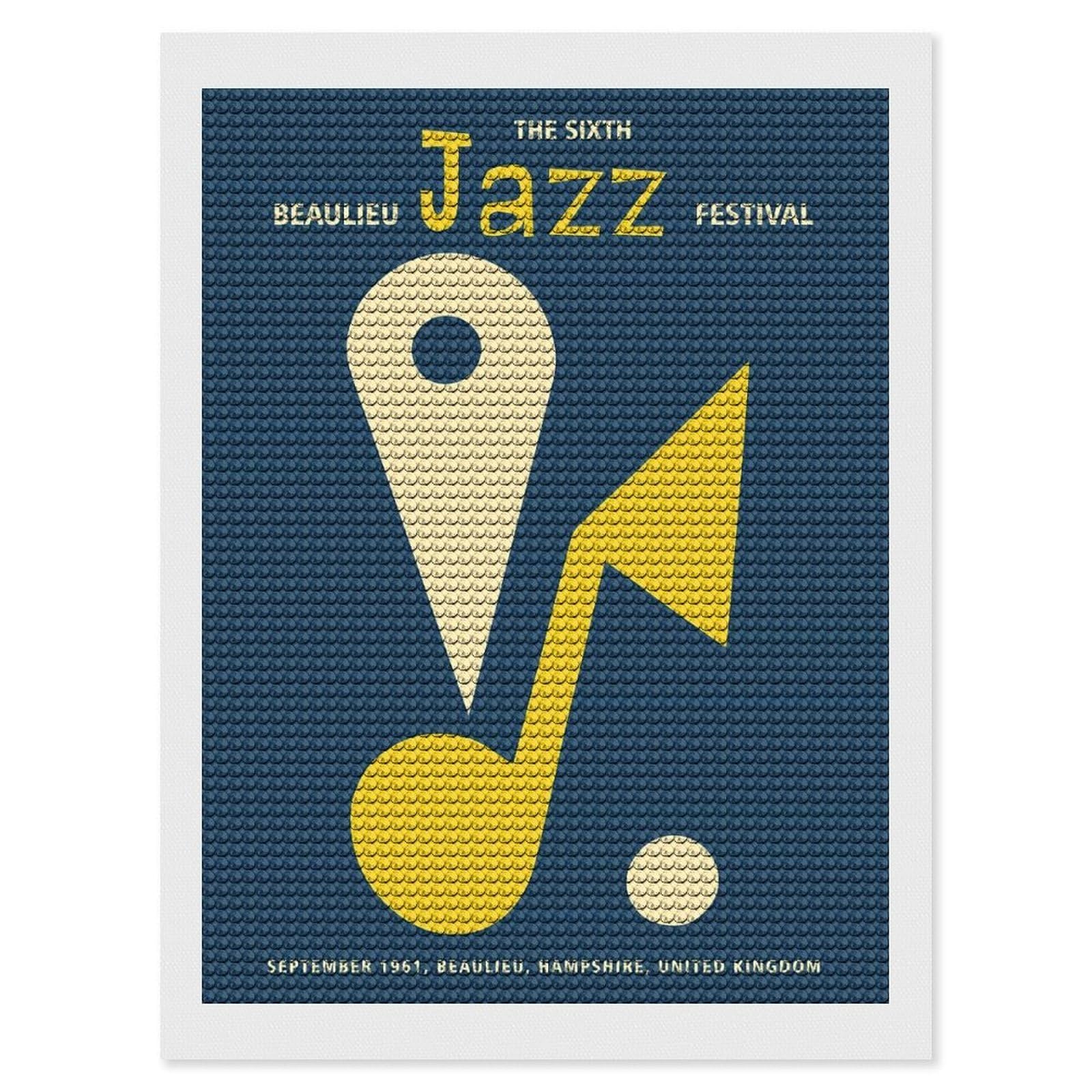 Junmoney Beaulieu Jazz Festival Diamond Art Canvas 12"x16", for Adults, Pleasing Wall Art Project, Modern Decor, Gift Idea, Nice Detail and Sparkle