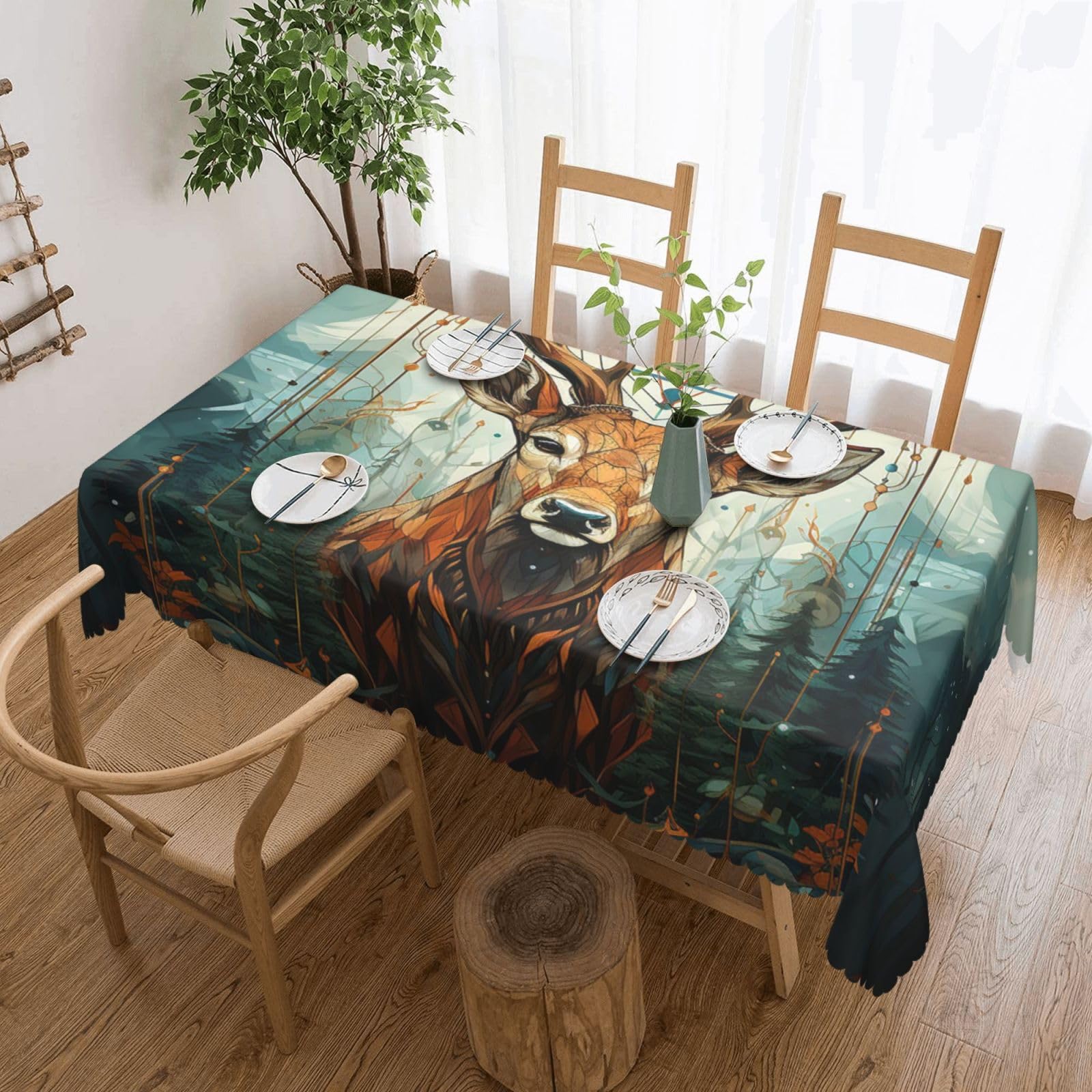 QLDETUPWLX Rectangle Table Cloth 137x183 cm Hunting Arrows Deer Tablecloths Wrinkle Free Table Cloth Washable Fabric Desktop Protection Decoration Tables Cover for Party Dining Indoor and Outdoor