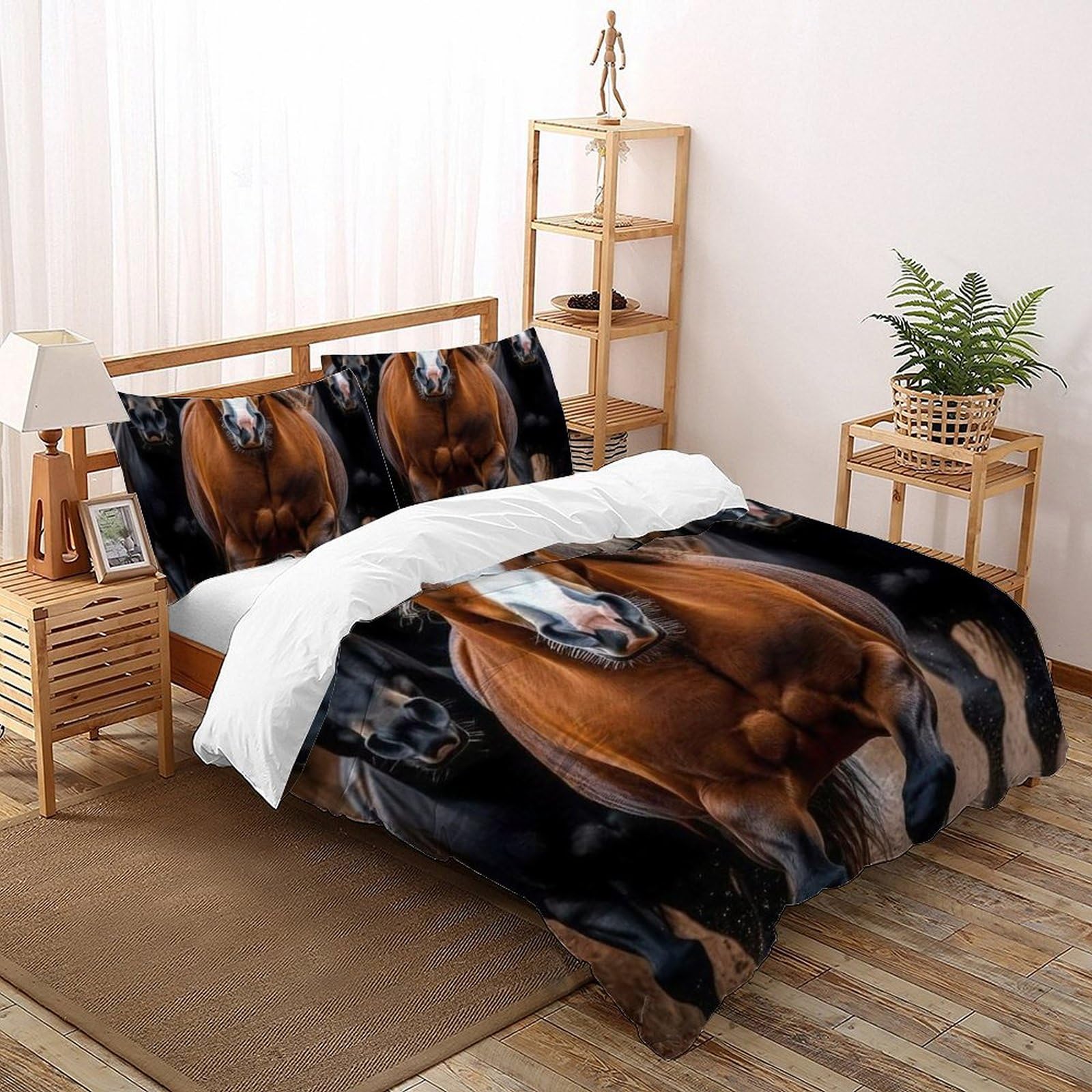 Parure de lit cheval sauvage housse de couette 200x200cm microfibre adulte