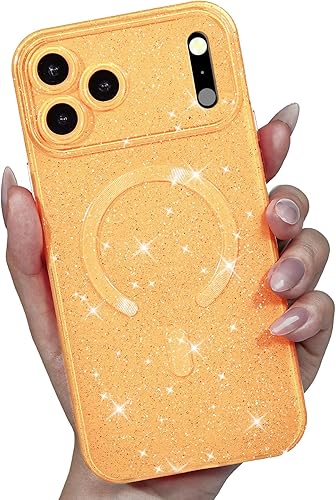 Miniatura 75 de Funda para iPhone 15 Pro con purpurina compatible con Magsafe, funda magnética Mag Safe para teléfono femenina, linda, brillante y bonita para Rosa