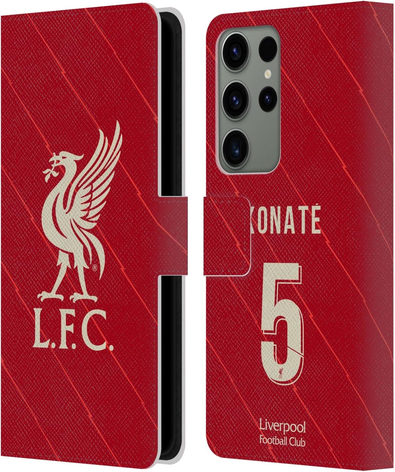 Head Case Designs Officially Licensed Liverpool Football Club Ibrahima Konaté 2021/22 Players Home Kit Group 1 Leather Wallet Case Compatible with Samsung Galaxy S23 Ultra 5G