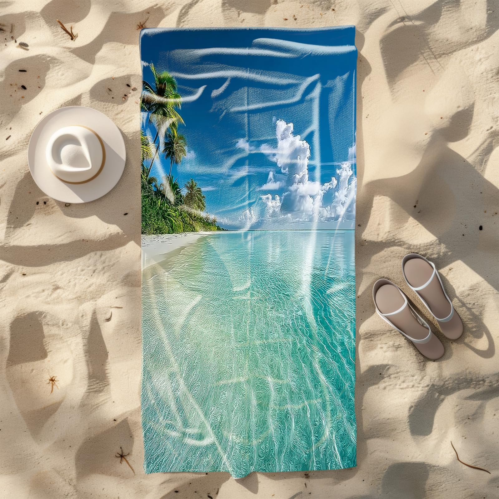 Genérico Toalla Playa Grande Azul Mar Cielo Microfibra Secado Rápido Oversize Toalla Sin Arena Súper Ligera Piscina Camping Picnic Yoga Gimnasio Y Deportes Viaje