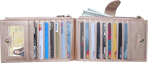 Miniatura 8 de Travelambo RFID Billetera de mujer con varios compartimientos para varias tarjetas con bolsillo con cierre, talla única