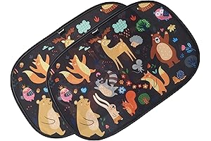Enovoe Animal Friends Cartoon Car Sun Shades for Baby: 2-Pack 21"x14"