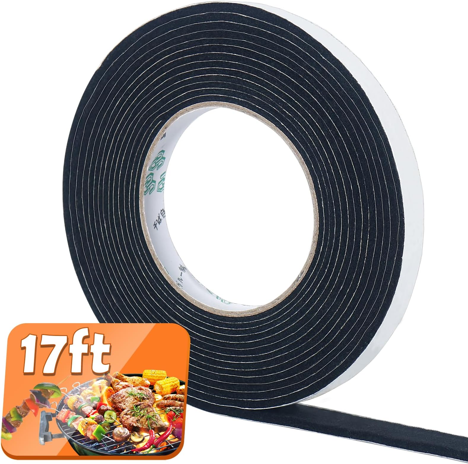 BBQ Gasket Black Grill Tape High Temp Grill Seal Self Stick Gasket, 7.5