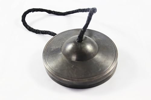Miniatura 8 de Tingsha/Campana de meditación tibetana/platillos de dedo con funda de seda gratis por Nepalese Handicraft Zone (color oscuro (color antiguo))
