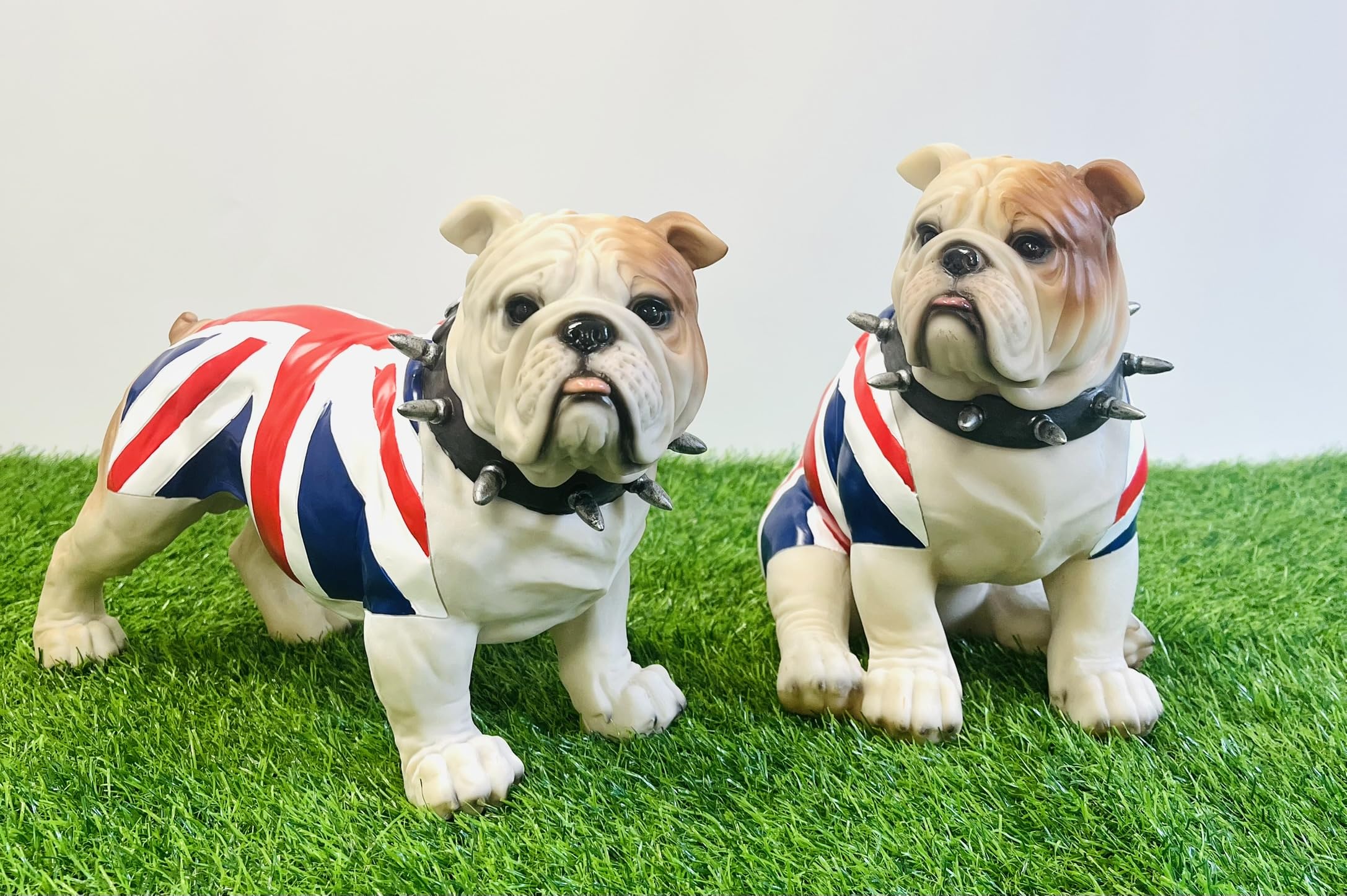 My Square Mile British Bulldog Ornament with Union Jack, Handpainted Resin Statue indoor Outdoor Garden Decor (Sitting)