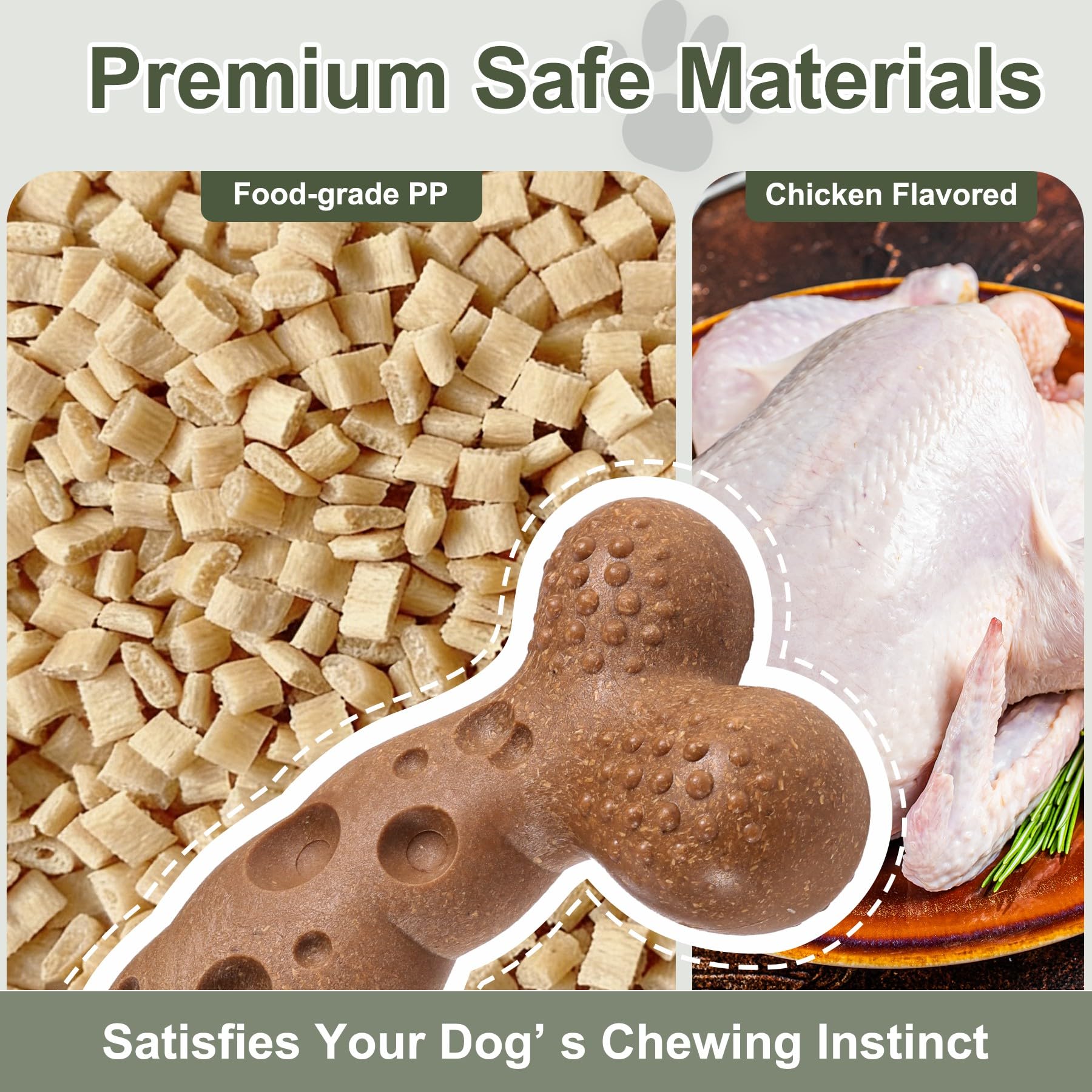 Juguete masticable para perros para masticadores agresivos, juguetes indestructibles con sabor a pollo, juguetes de hueso de perro para razas medianas y grandes para mantenerlos ocupados