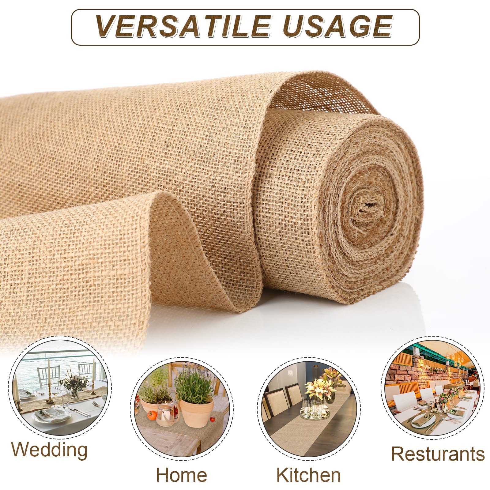 12 Stück Sackleinen Tischläufer Rustikaler Tischläufer Jute Tischläufer Bauernhaus Stoff Party Läufer für Land Vintage Hochzeit Bankett Tischdekoration 30,5 x 180,9 cm