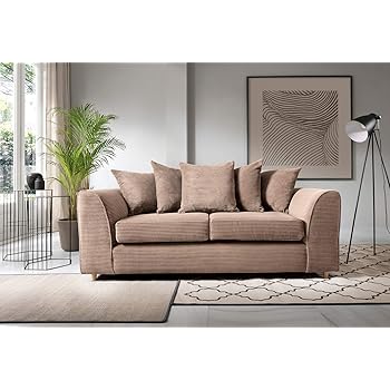 Abakus Direct Samson 3 Seater Cord Chenille Fabric Sofa In Brown Amazon Co Uk Kitchen Home