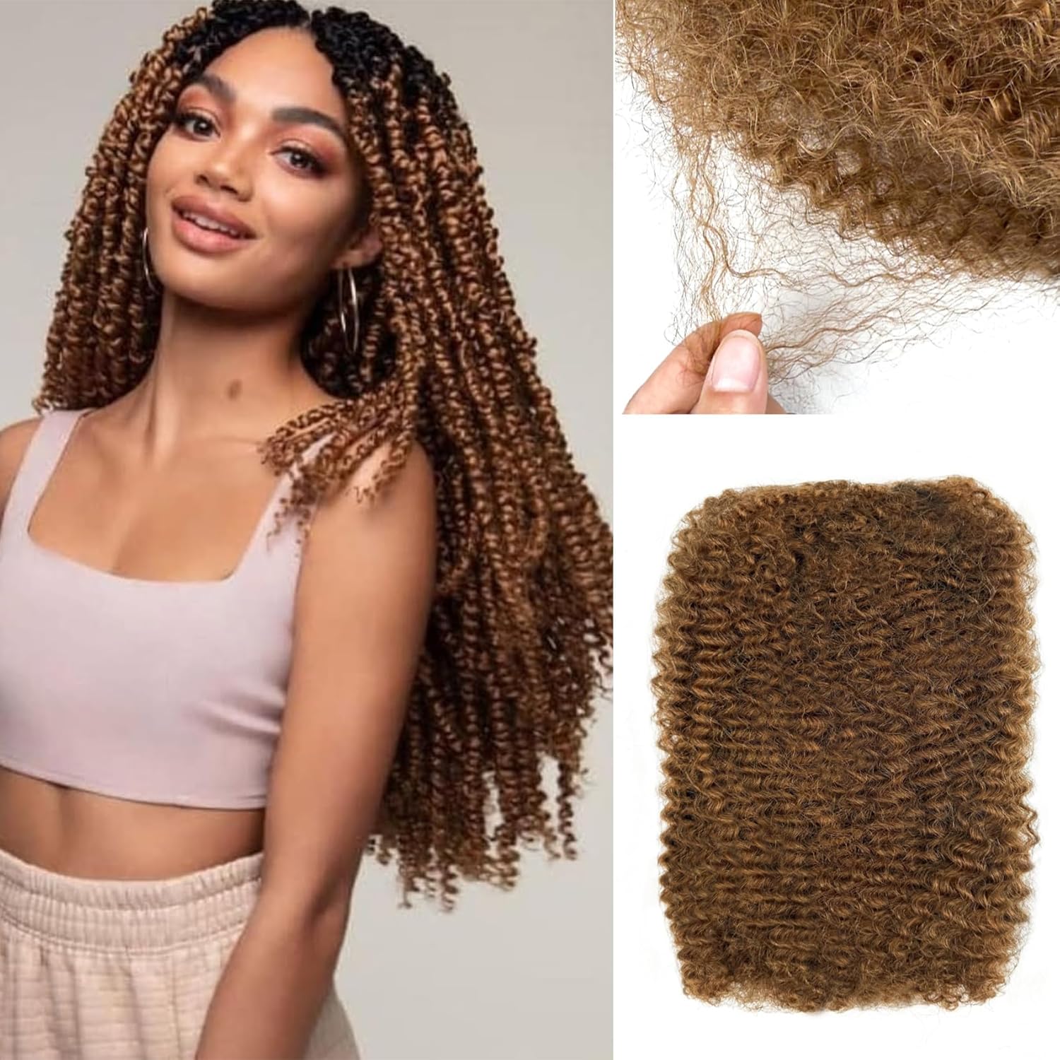 Afro Kinkys Bulk Human Hair 14 Inch for Mini Twist