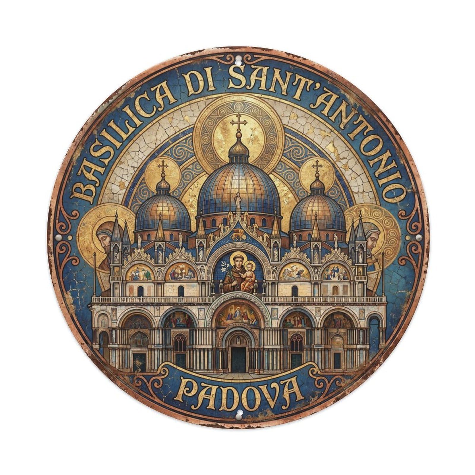 Basilica Sacred Study Sanctuary Metal Tin Sign Plaque Wall Decor for Cafe, Club Bar, Office, Home Garden Round Metal Poster 8x8Inch