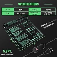Vista 2 de ROCEEI Paquete de 2 alfombrillas térmicas de plántulas con controlador de termostato digital de 20 x 20.75 pulgadas, impermeable, para germinación