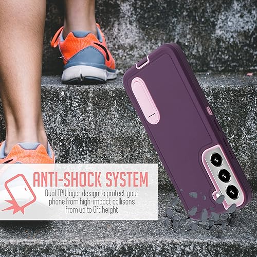 Miniatura 5 de Funda compatible con Galaxy S22 Plus con protector de pantalla, probada en caídas de grado militar, parte trasera dura mate translúcida y borde