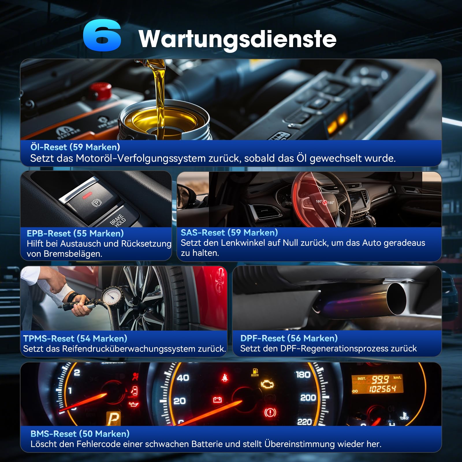 MA200 Plus OBD2 Diagnosegerät für Alle Fahrzeuge, Auslesegerät Auto mit Alle Systemdiagnosen, 6 Resets KFZ Diagnosegerät, Öl/EPB/SAS/TPMS/DPF/BMS, Vollständigen OBDII, Lebenslange Updates