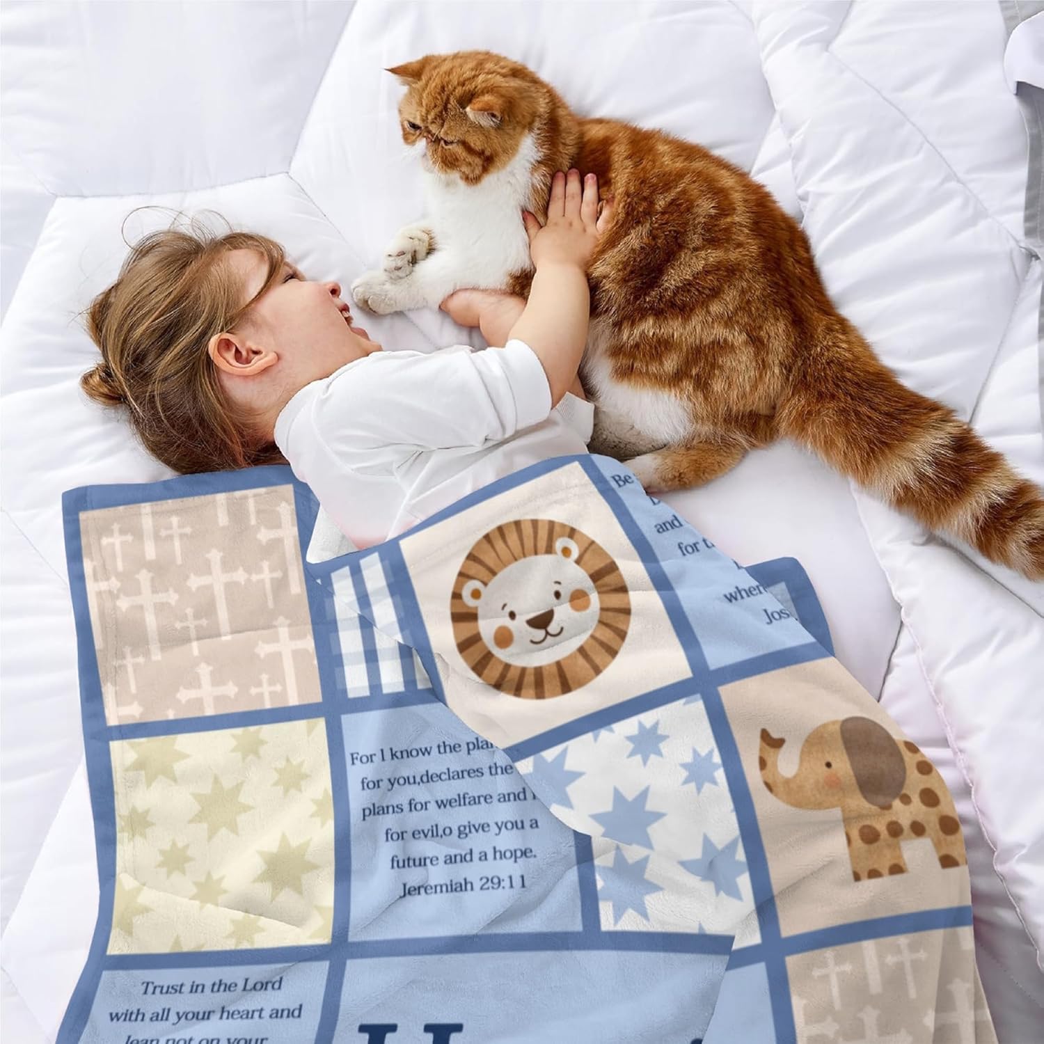 Personalized Baby Blankets with Name Christian Gift for Baby Plush Baptism Blanket Scripture Quote Swaddle Bible Verse Blanket for Newborn Birthday Christmas Christening Godchild Gift - Image 5