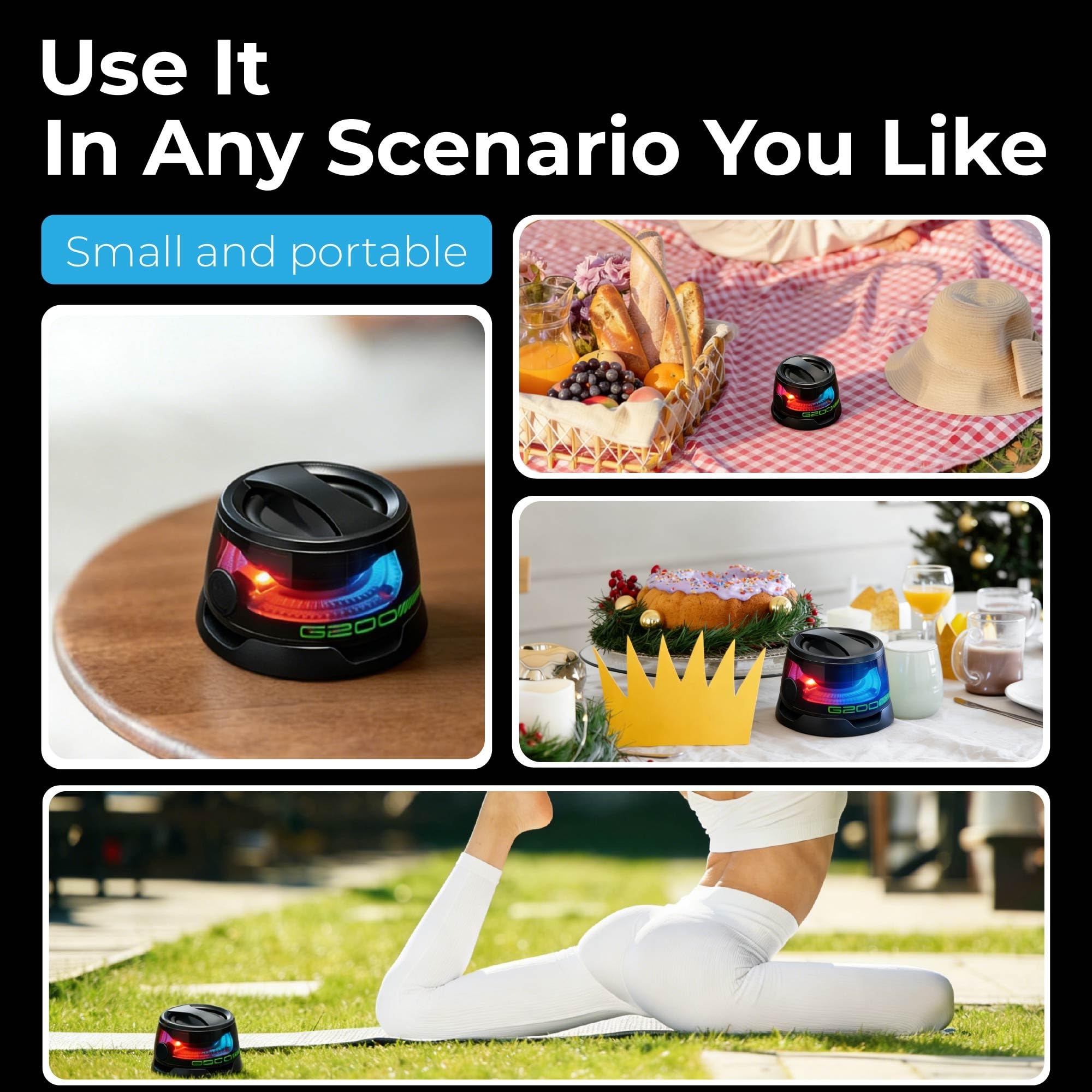 Altoparlante magnetico Bluetooth Supporto per telefono Altoparlanti Bluetooth Magnete per PC iPhone Android, piccolo altoparlante portatile con RGB per campeggio, feste, scrivania. 2