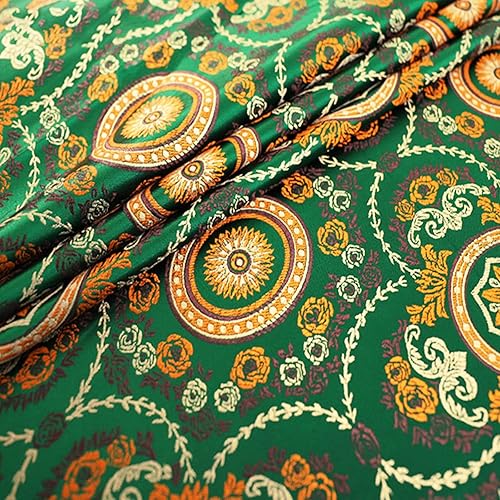 BAWHO Mooie Jacquard Stof Elegante Bloem Heldere Complexe Textuurontwerp Ambachten Doek Voor Het Naaien Van Damesjurken KostuumsGroente75 * 100 Cm