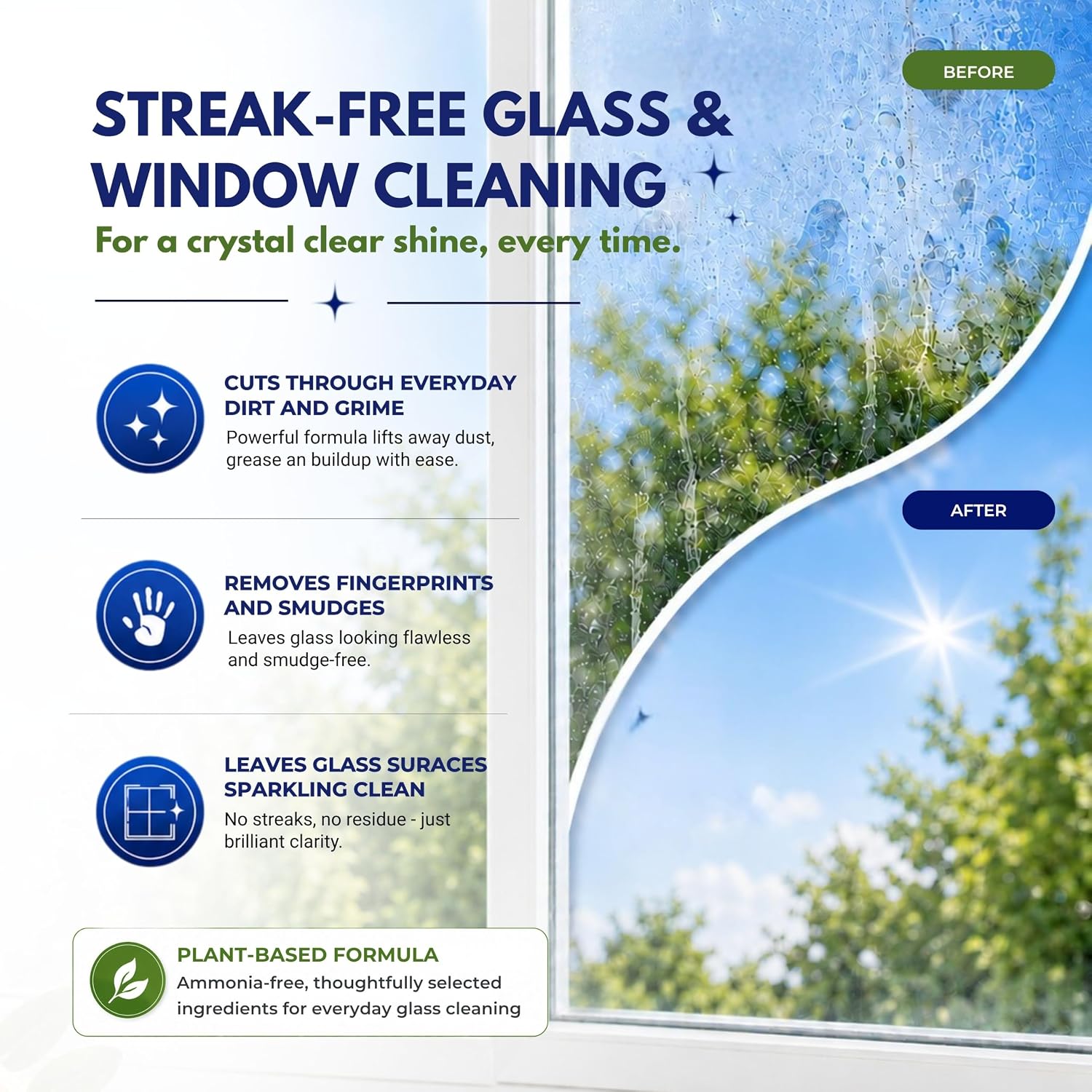 Astonish Glass & Window Cleaner, Ammonia-Free Spray with Vinegar, 25oz 3 PK