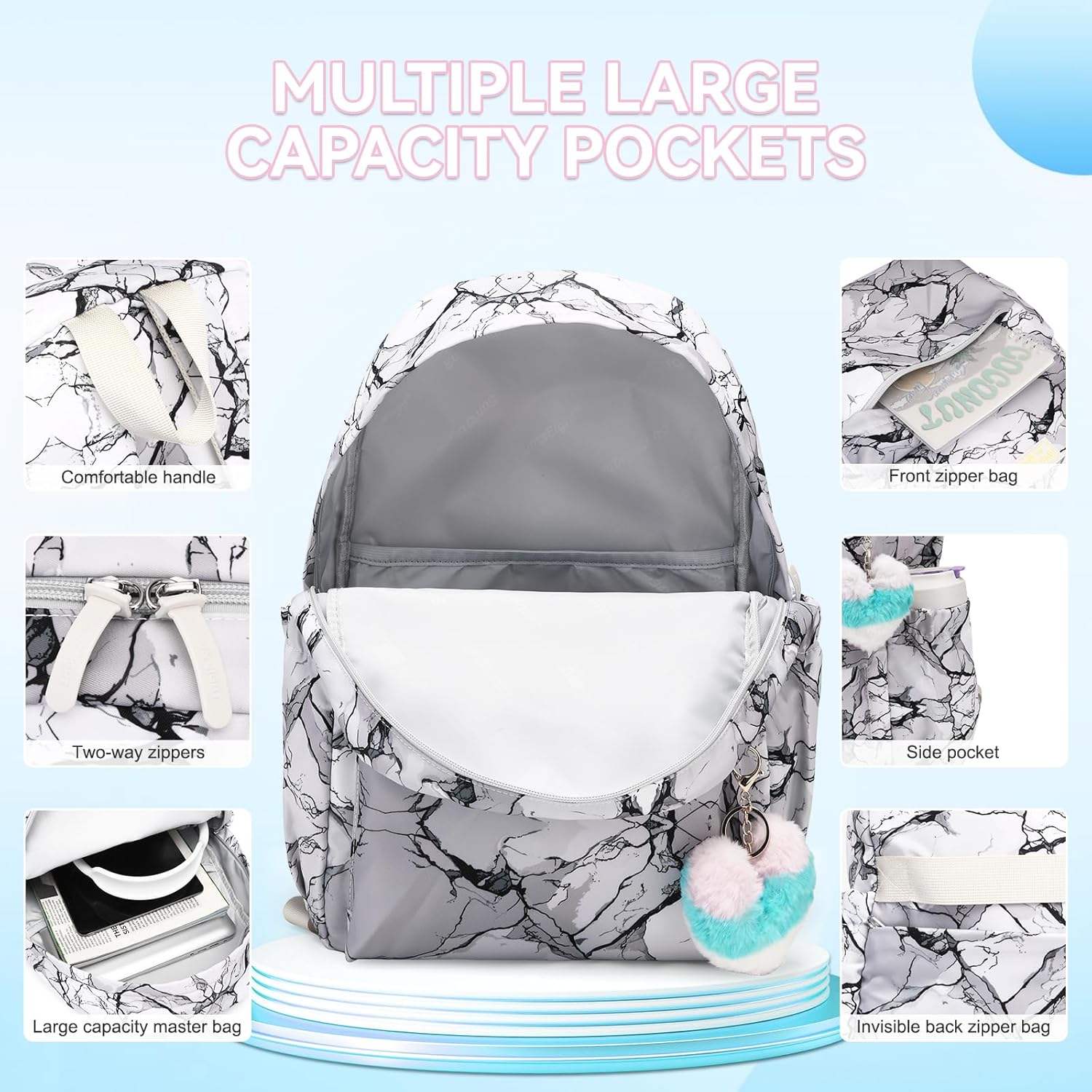 SUNEIGHT Waterproof School Backpack 30L-Large Lightweight Bookbag for Kids Teens 6-18,Durable Travel Pack with Adjustable Straps Daily Use