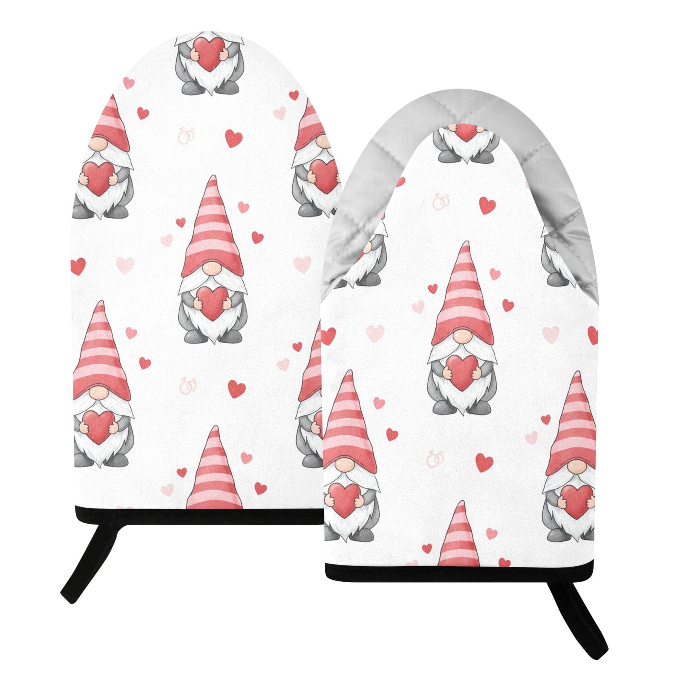 Kutsu Gnomes Oven Mitts for Kitchen, Heat Resistant Cotton Oven Gloves for BBQ Baking Cooking, Breathable Kitchen Essentials, 2 pcs