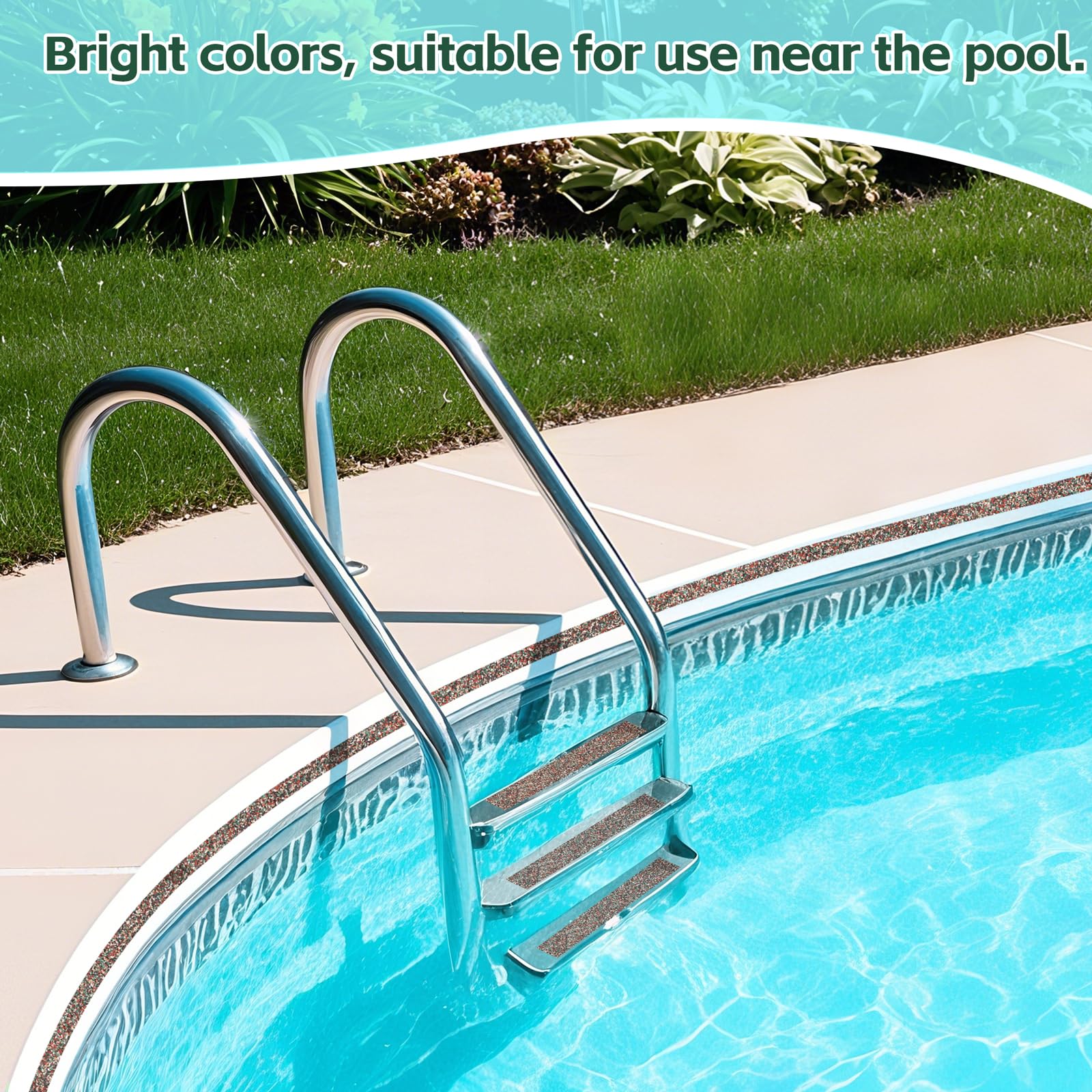 Cinta antideslizante de goma para piscina, 5 cm x 4,5 m, impermeable, antideslizante, ideal para la seguridad de los pies descalzos cerca de piscinas, escalones y rampas