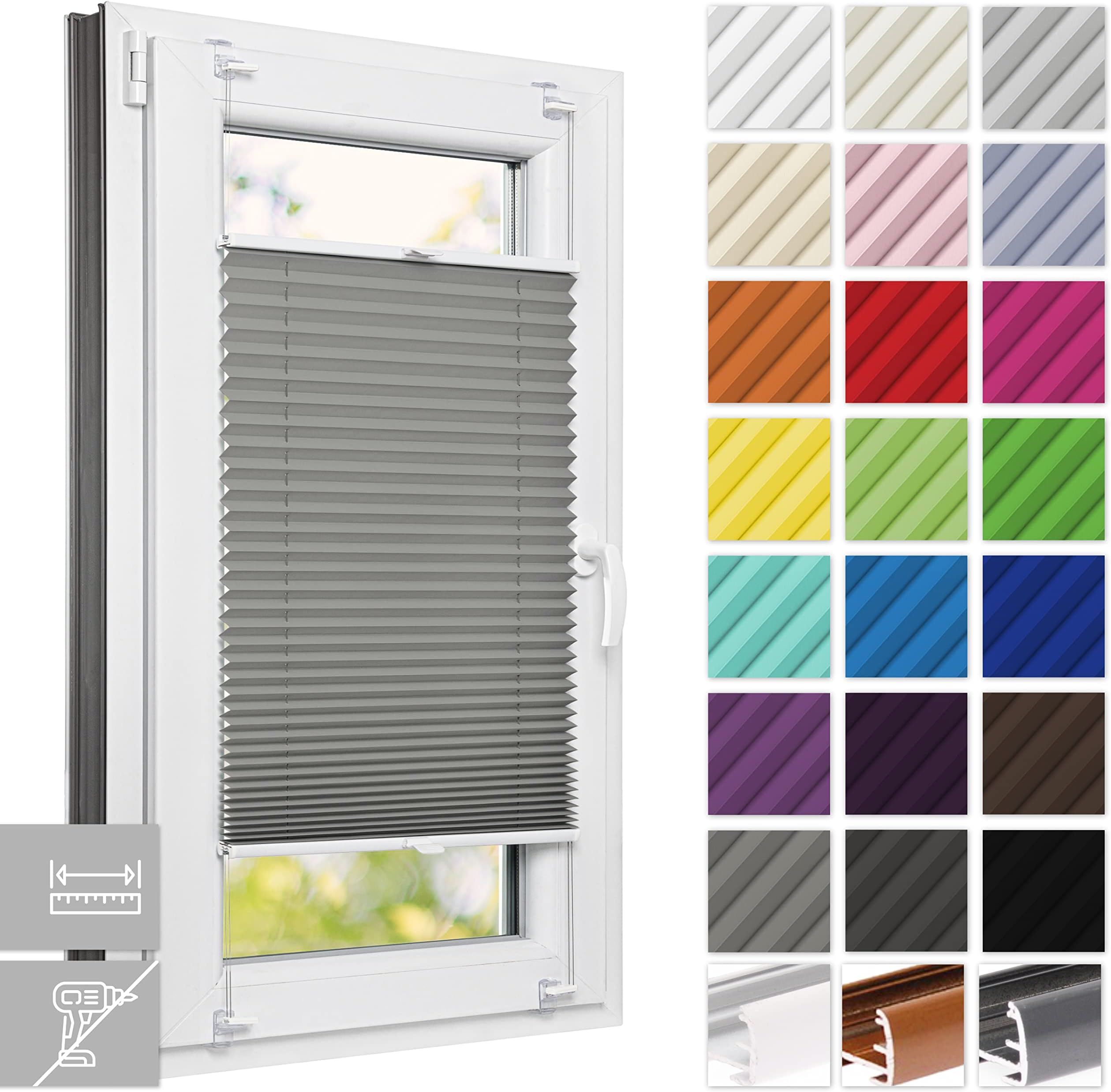 Amazon.de Estika Plissee ohne Bohren nach maß, Plissee klemmfix, 23