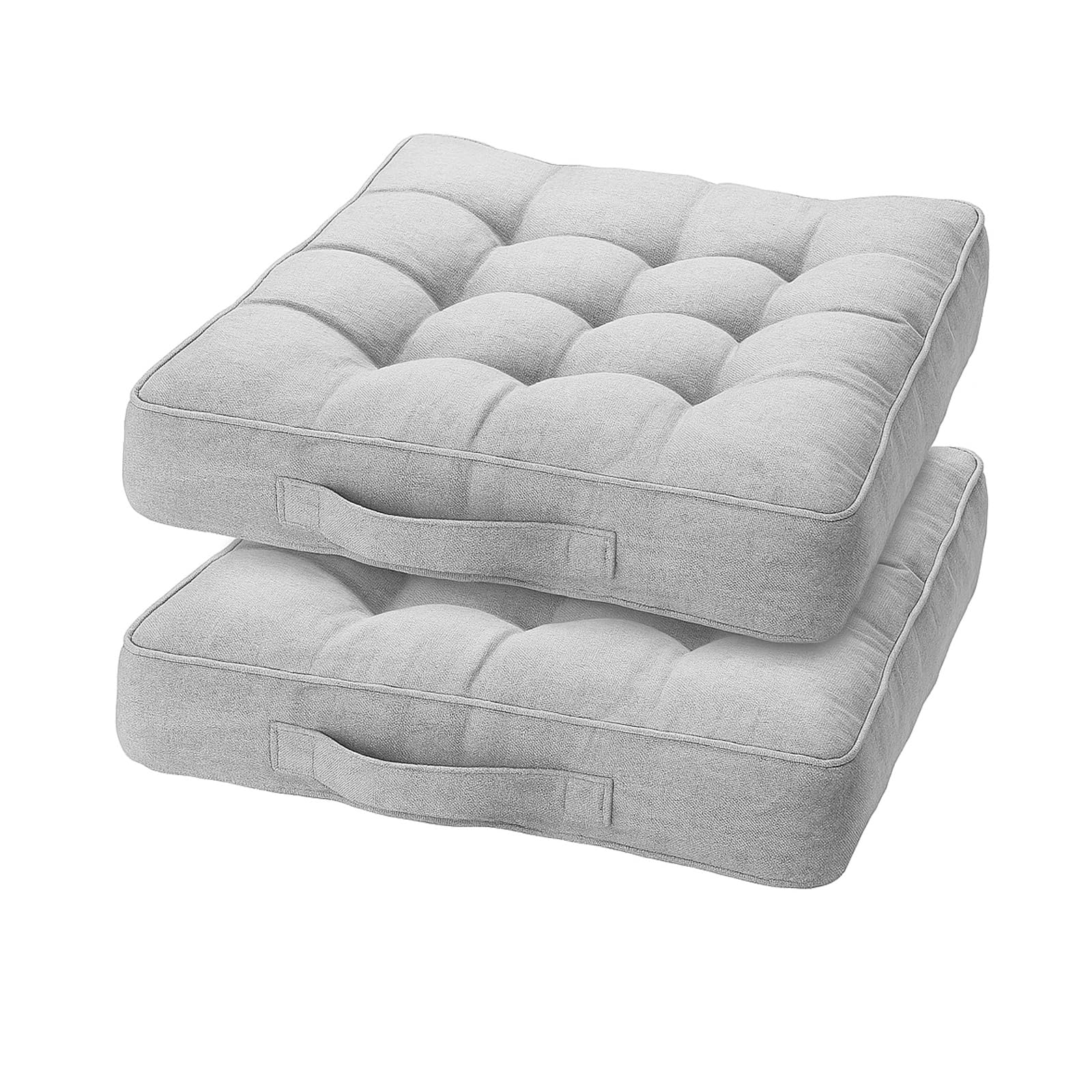 Booster Seat Cushion, 2PCS 47cm Square Chair Pad with 10cm Thick Coccyx Support for Tailbone, Hip, and Lower Back Relief with Handle Strap for Sofa Dining Room Garden and Kitchen, Grey