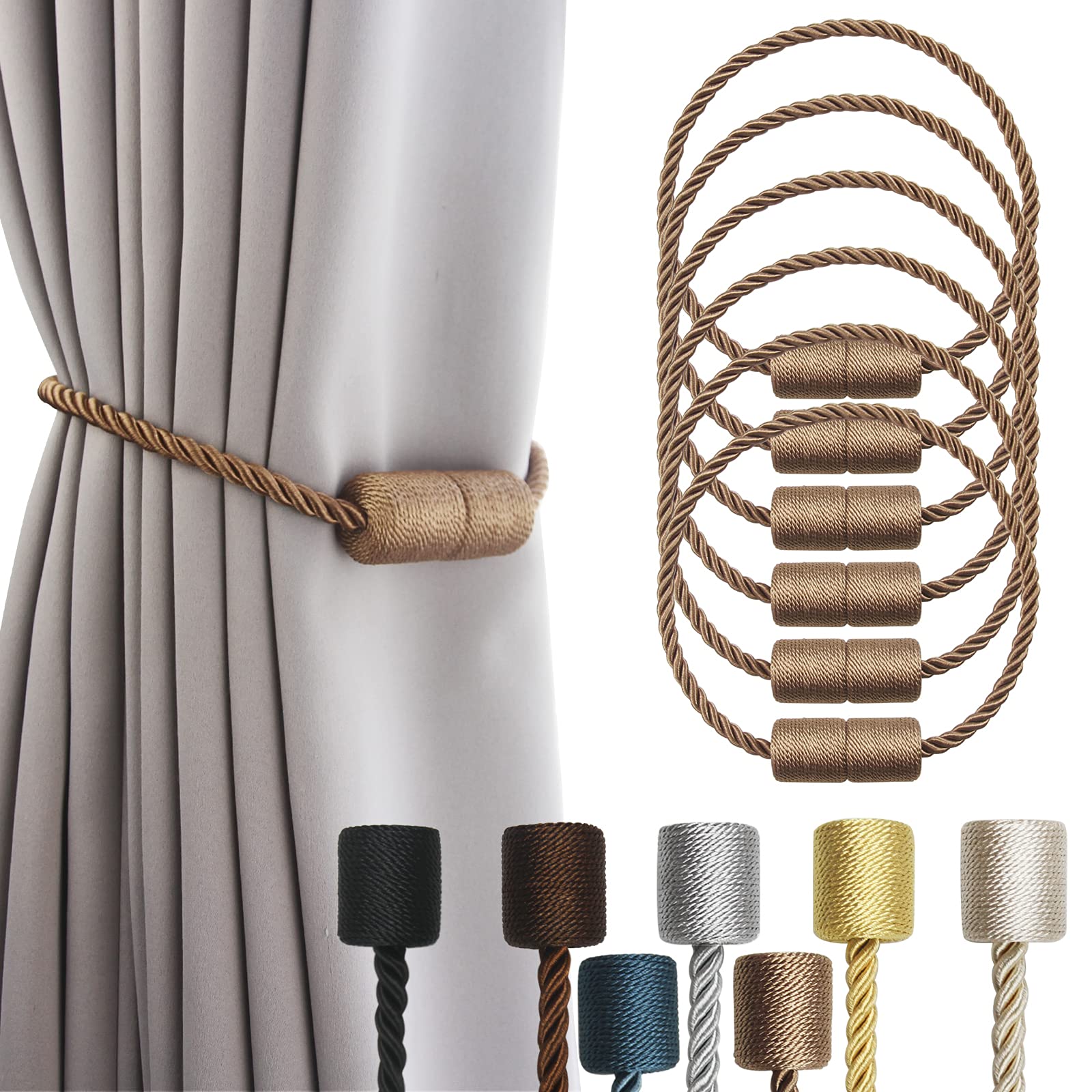 Confezione da 6 fermatenda magnetici resistenti per tende da esterni, eleganti e decorativi, fermatenda moderni per tende da finestra, per tendaggi