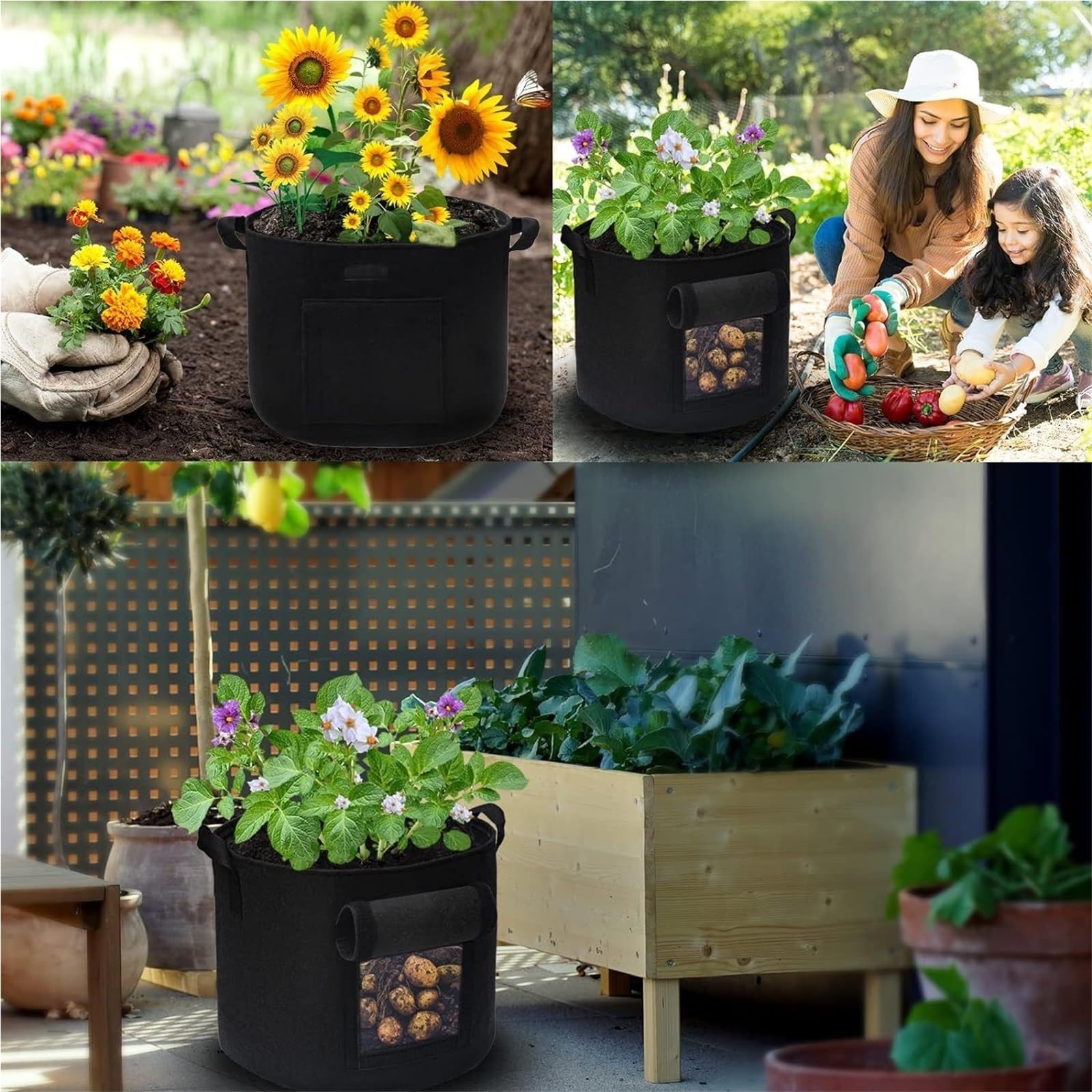 Stofftopf 1–12 Packungen 20 Gallonen verdickte Kartoffel-Anbaubeutel | For Anpflanzen von Gemüse im Garten(2PCS)