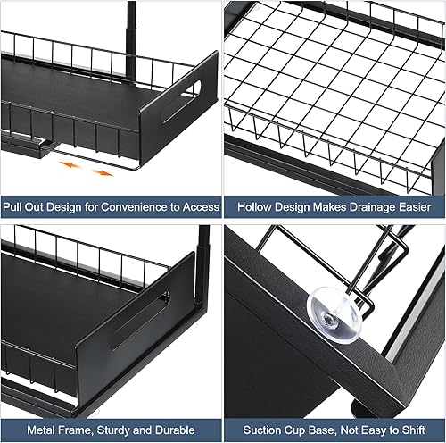 Miniatura 3 de uxcell Organizador para debajo del fregadero, organizador de armario extraíble de 2 niveles, estante deslizante debajo del gabinete de encimera,