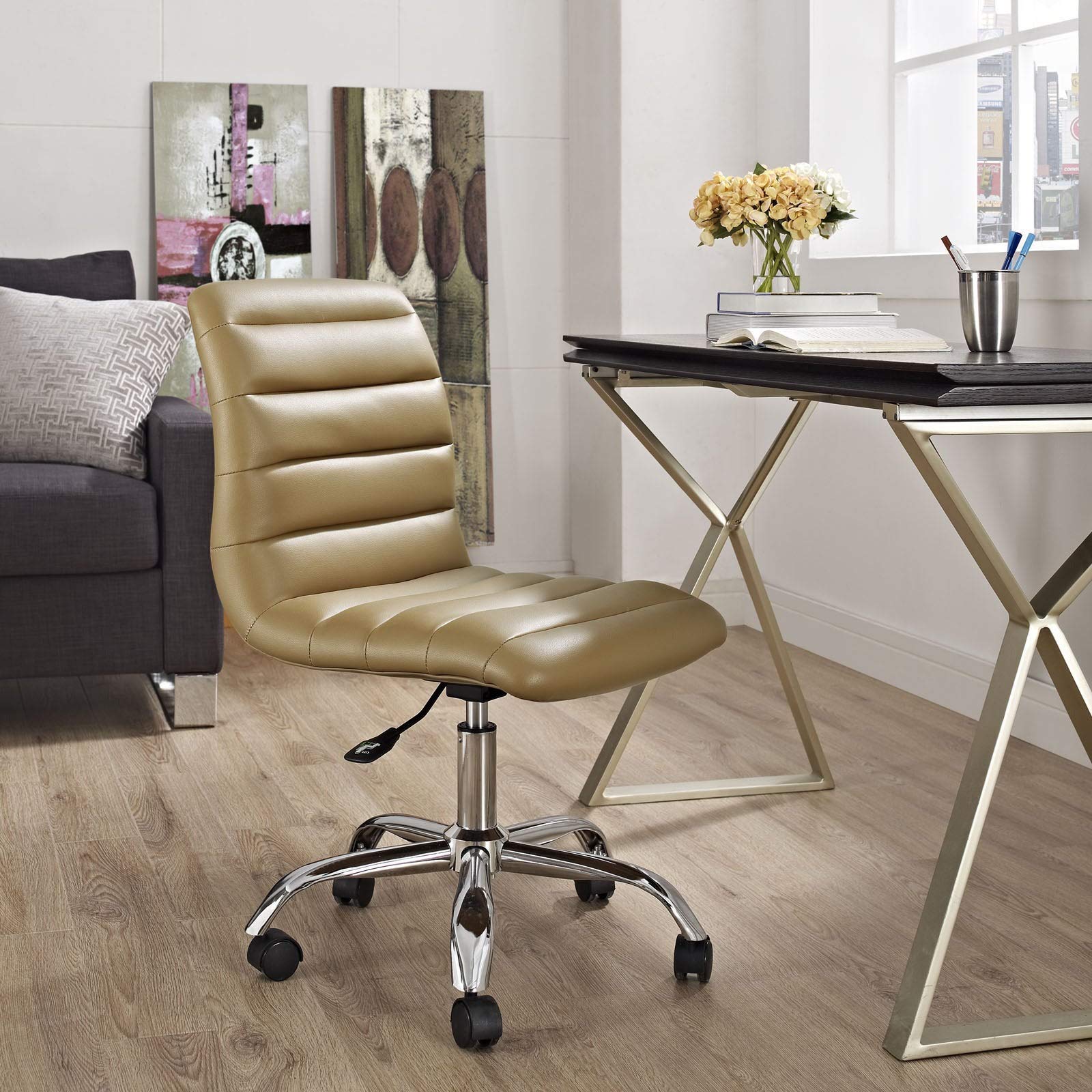 Finch Fox Height-Adjustable Stool Faux-Leather Chair for Salon/Spa/Bar/Medical/Kitchen/Doctor Stool Chair (Tan)-image-23