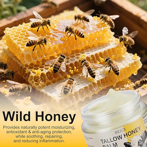 Miniatura 6 de Tallow and Honey Balm, Sarga de res para humectante facial, bálsamo batido con hierba orgánica alimentada con hierba seca y miel cruda, para