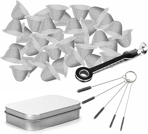 60 pantallas de tubo de 3/4 pulgadas de malla de acero inoxidable limpias, pantallas de tazón de 3/4 pulgadas, junto con una herramienta de limpieza