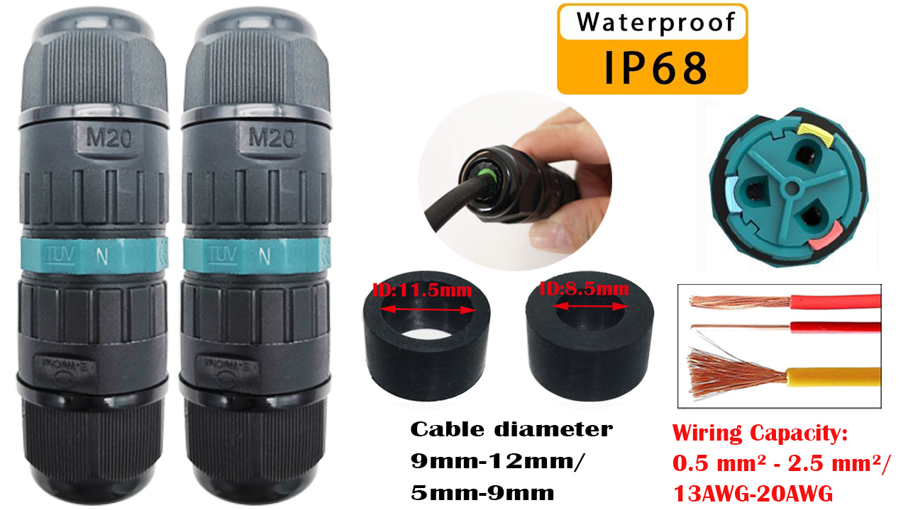 Connettori Per Esterni Connettore Impermeabile CTRICALVER, IP68, Per