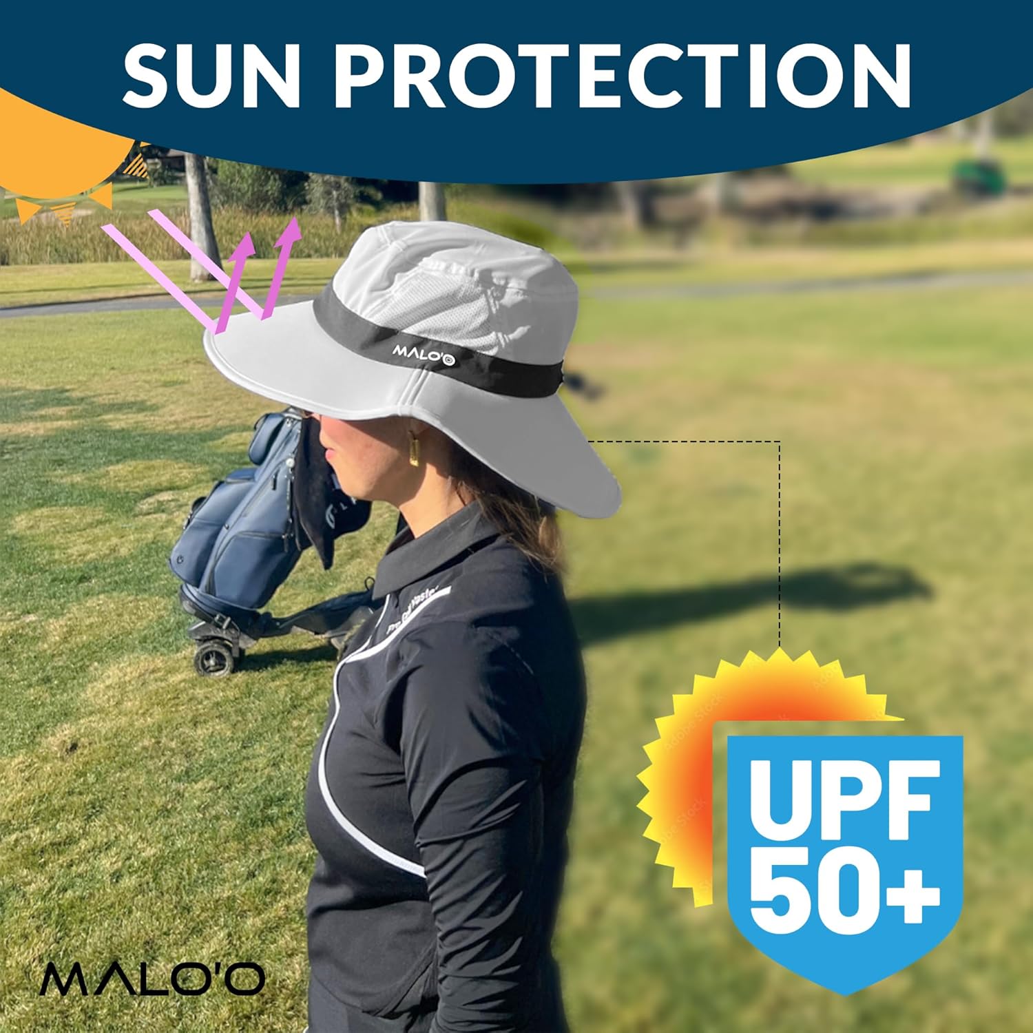 Malo’o Papale Golf Hat for Sun Protection UPF 50 Plus, Foldable Wide Brim Golf Sun Hat with Neck Coverage - Image 6